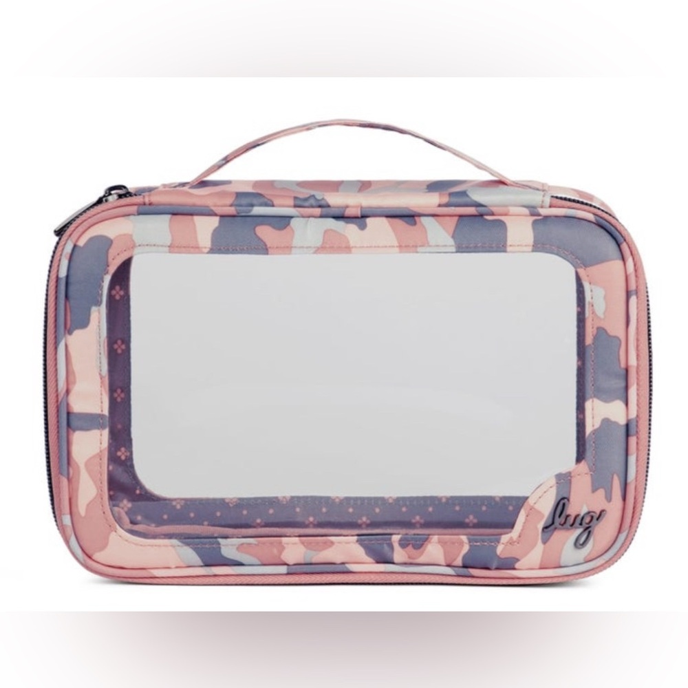 NWT Lug Clear Cosmetic Case in Pink and Gray Camo
